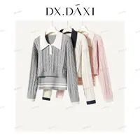 DX.DAXI【北海道】秋季新款针织翻领毛衫学院风套头毛衣女2025