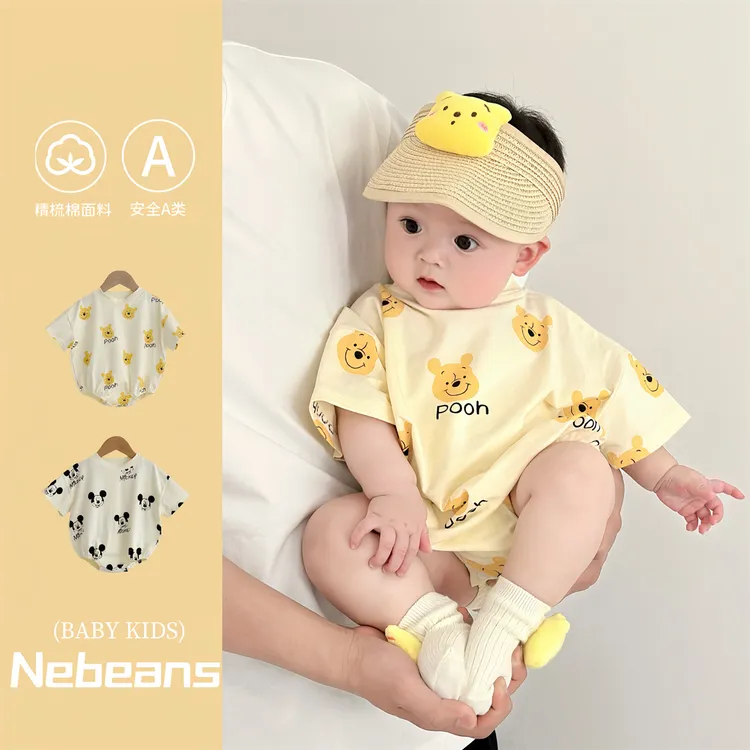 0-2岁潮款宽松韩版棉质宝宝夏天衣服新生儿男女宝哈衣