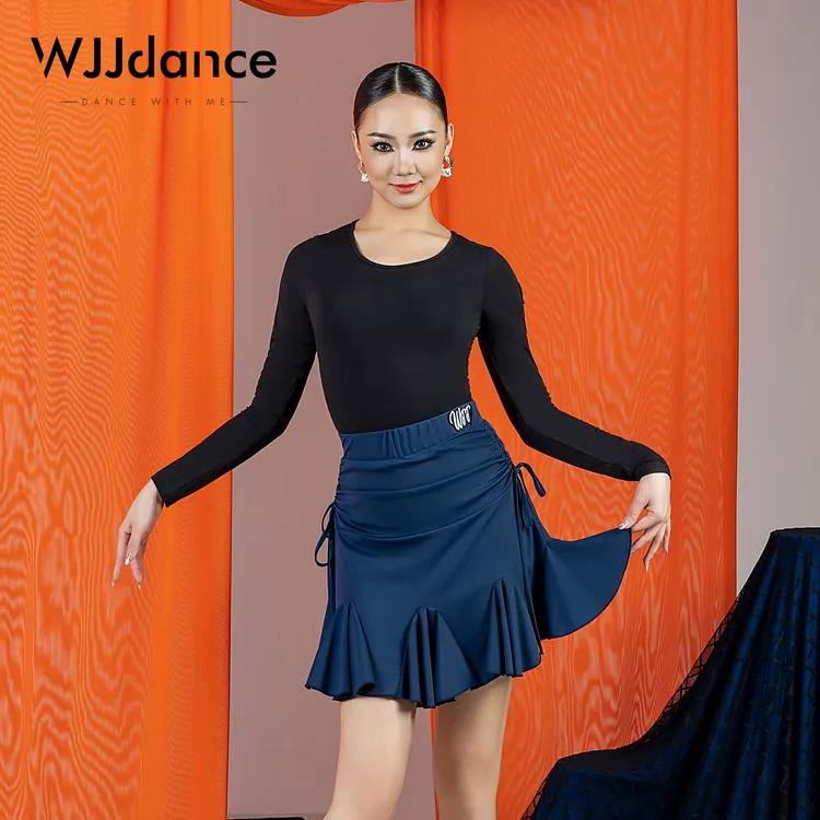 WJJdance拉丁舞半身裙2025新款女两侧抽绳提臀短裙国标练功服专业