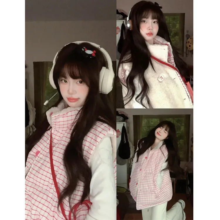 可盐可甜双面穿马甲棉服女2025新款冬季加厚小个子棉袄甜美外套潮