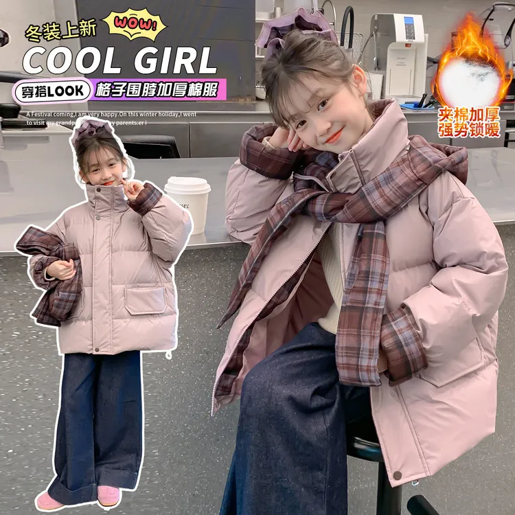 DH025个性格子连帽棉服