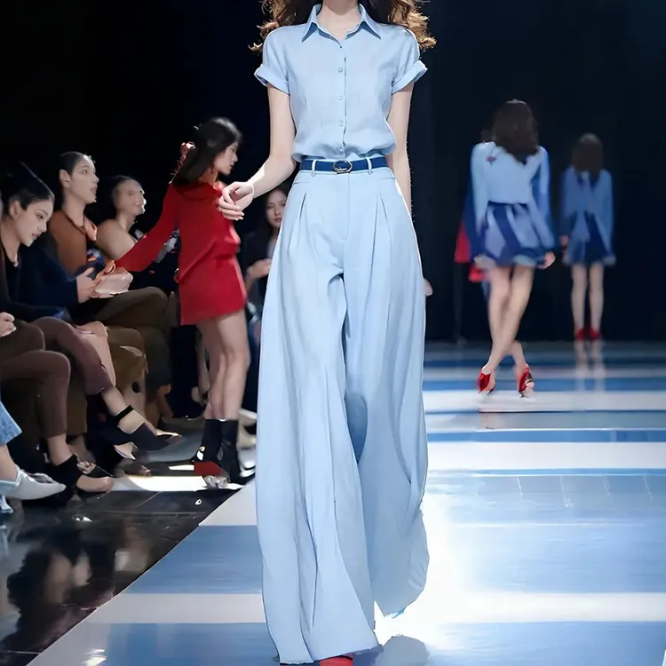 INS风森系法式休闲风时尚套装连衣裙时尚显瘦礼服衬衫设计师