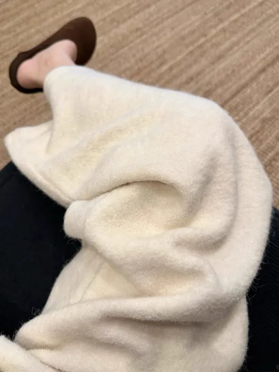 白色裤子冬加厚毛呢阔腿裤宽松慵懒风大码胖mm软糯垂感直筒休闲裤