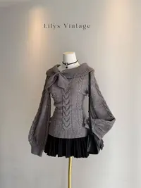 莉莉丝vintage 兔耳结古着毛衣系列 格裙 秋冬穿搭