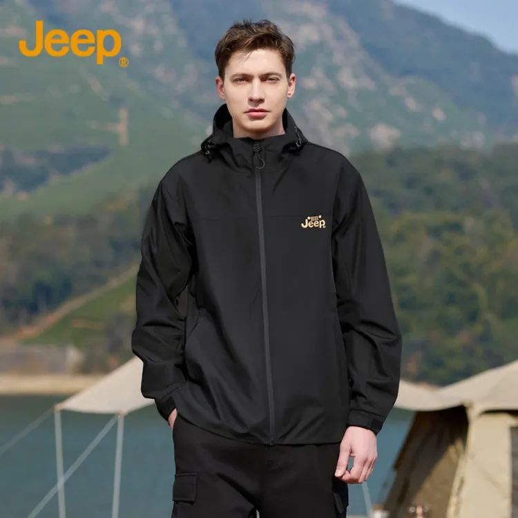 JEEP/吉普时尚男士连帽保暖夹克秋季户外运动防风防水百搭外套潮