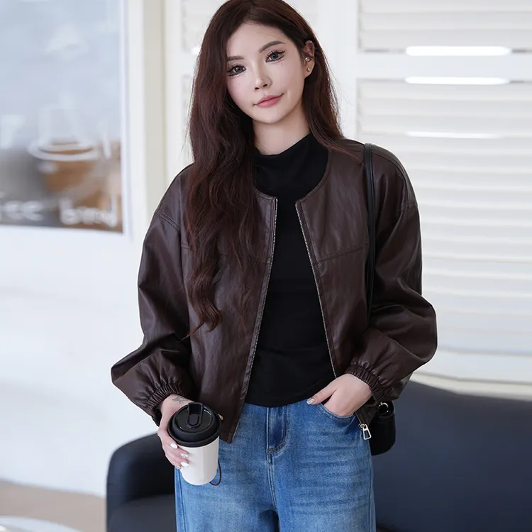 时尚皮衣外套女秋2025年春秋季新款洋气减龄宽松显瘦皮夹克上衣潮
