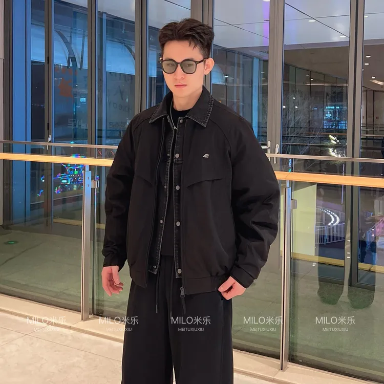 ML 冬季新品【羽绒夹克】 潮流牛仔拼接假两件外套男女休闲百搭F999