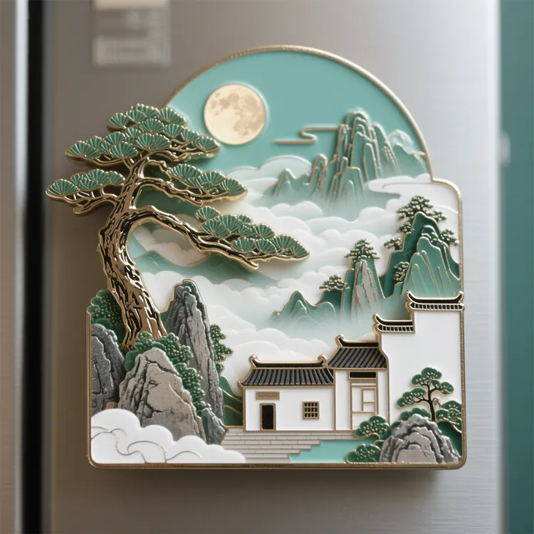 特价款黄山城市旅游冰箱贴金属磁吸黄山景点纪念品中国风国潮双11