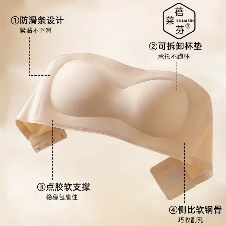 无肩带内衣女防滑聚拢抹胸隐形无痕裹胸2025新款夏季透气裸感文胸