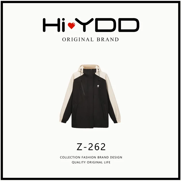 YDD•「Z-262」秋款撞色拼接连帽外套宽松时尚防风百搭外套MJ-5533