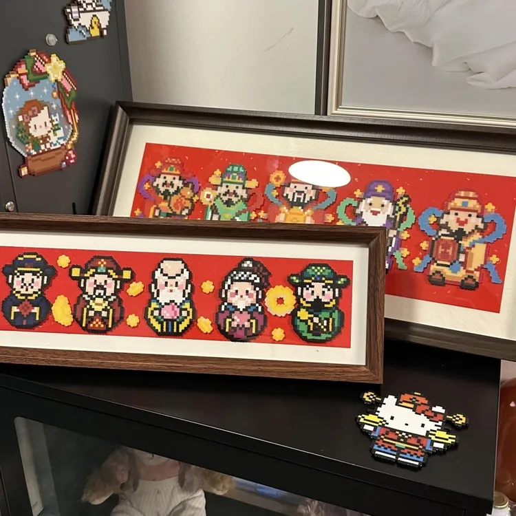 五福临门拼豆相框新年礼物摆件可用于电视柜玄关等位置的新年礼物