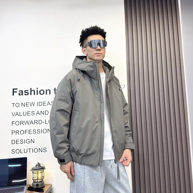 秋冬新款宽松连帽夹棉夹克男士加厚棉服百搭痞帅工装户外棉袄外套