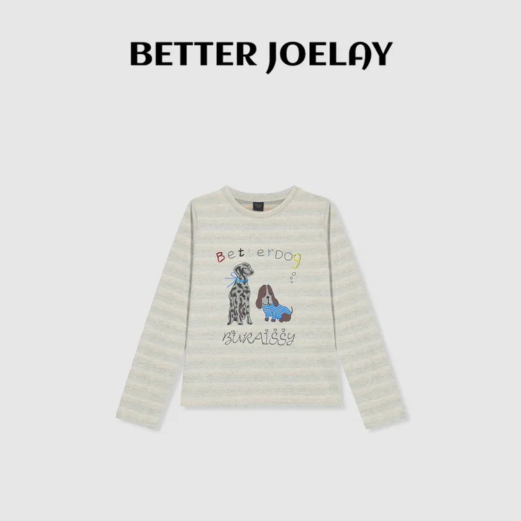 BETTER JOELAY-【街头汪族】时尚百搭T恤长袖慵懒简约KH3568