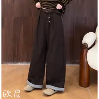 欧尼私服 2025秋季新款压褶设计卷边阔腿百搭宽松休闲裤2509C6324