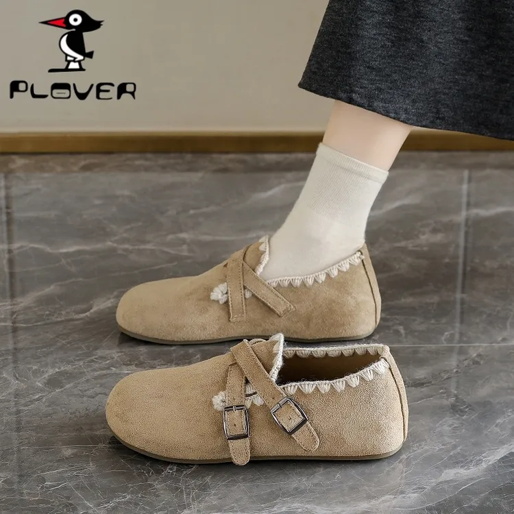 香港啄木鸟集团PLOVER秋冬勃肯鞋全包浅口2025新款显脚小复古女鞋