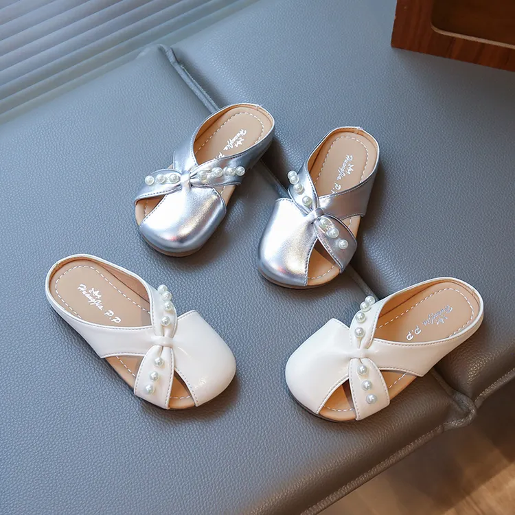 儿童拖鞋2025夏季新款女童时尚公主鞋小女孩珍珠沙滩鞋软底一字拖