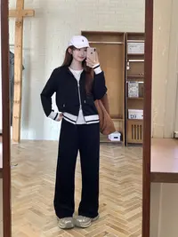 2025秋装胖mm大码休闲套装连帽卫衣外套高腰阔腿裤套装80346