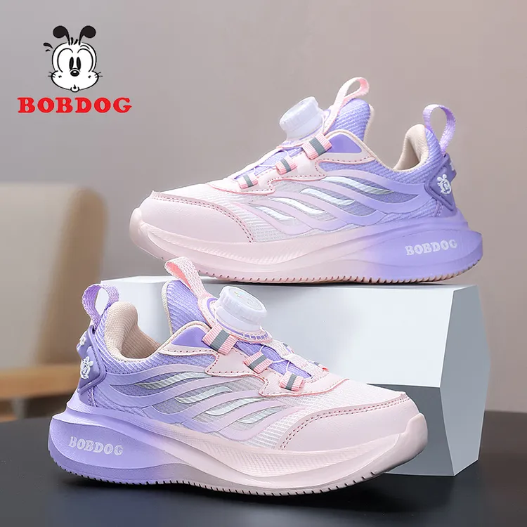 Bobdog/巴布豆女童运动鞋2025春秋网面透气中大童儿童跑步鞋子潮