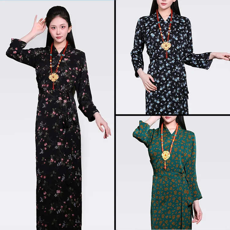 藏式外套藏族服装 藏装拉萨服夏季碎花博拉西藏服裹裙民族风长裙