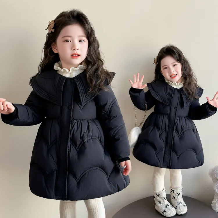女童冬款羽绒服韩系2025新款小女孩白鸭绒保暖中长款外套冬装大衣