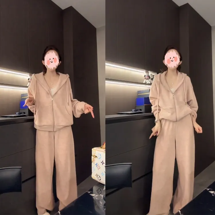 【留学生】设计感卫衣套装卫衣外套休闲裤两件套25543