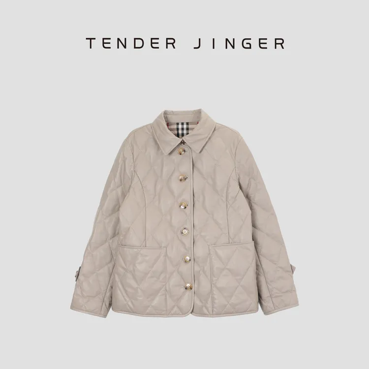 Tender Jinger【黑标】英伦风绵羊皮薄款鹅绒服外套T51MDD79884