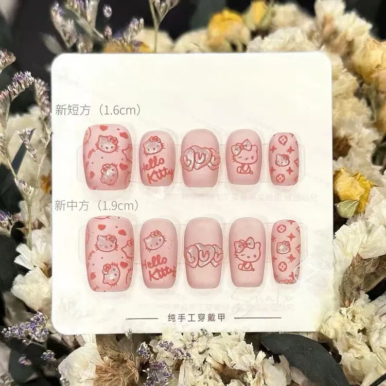 【磨砂KT】纯手绘磨砂猫眼立体点缀 微立体少女感猫猫纯手工穿戴甲
