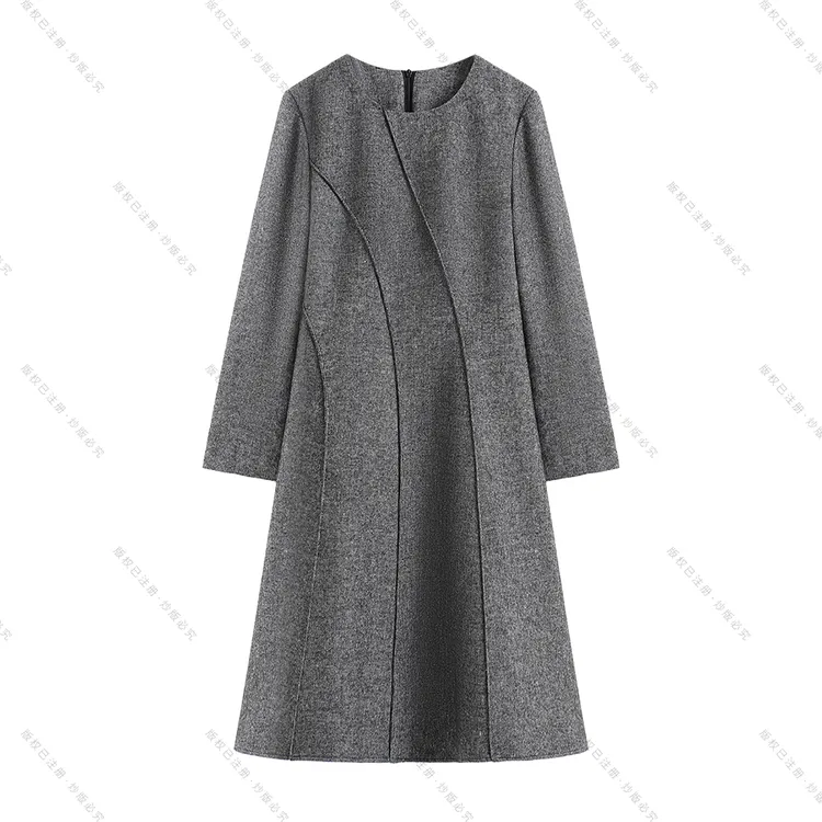 【深圳畅姐】秋冬新款优雅气质收腰A字连衣裙