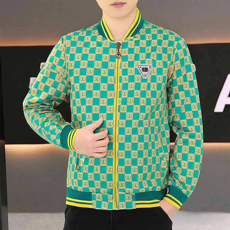 卫佳秋冬季新款满A绣标夹克男士潮流时尚大码加绒百搭休闲男外套