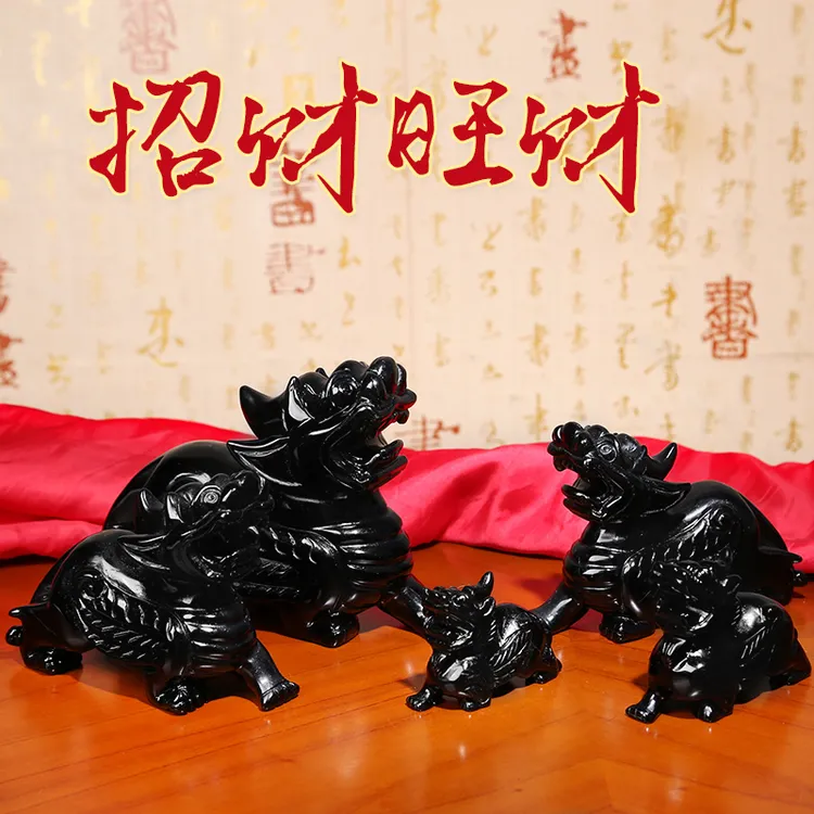 黑曜石貔貅摆件公母一对招财旺财聚财貔貅皮丘客厅装饰礼品