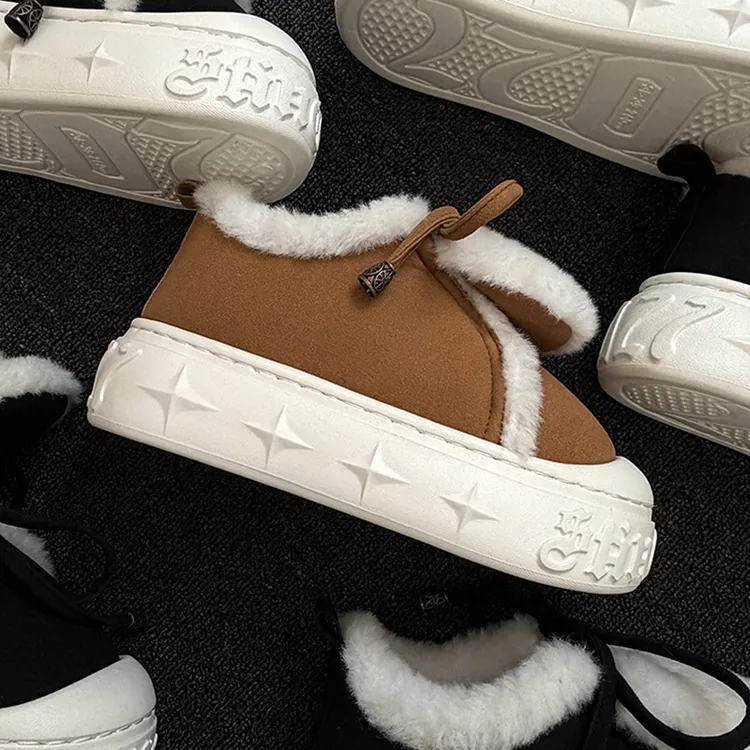 2025冬日新款厚底增高防滑休闲时尚棉鞋ins加绒外穿保暖雪地靴女