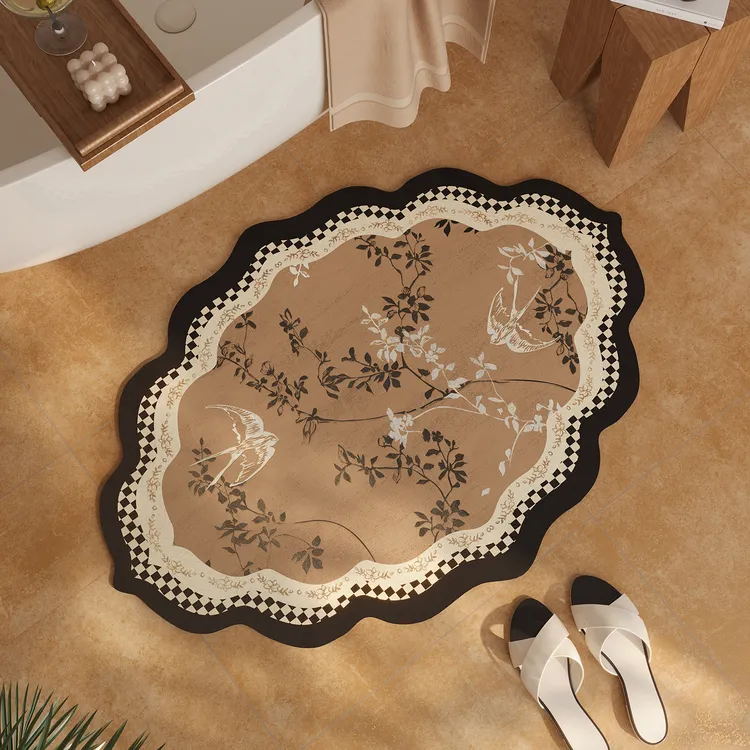 复古浴室地垫吸水化妆室门口中古脚垫厕所洗手间法式矽藻泥防滑垫