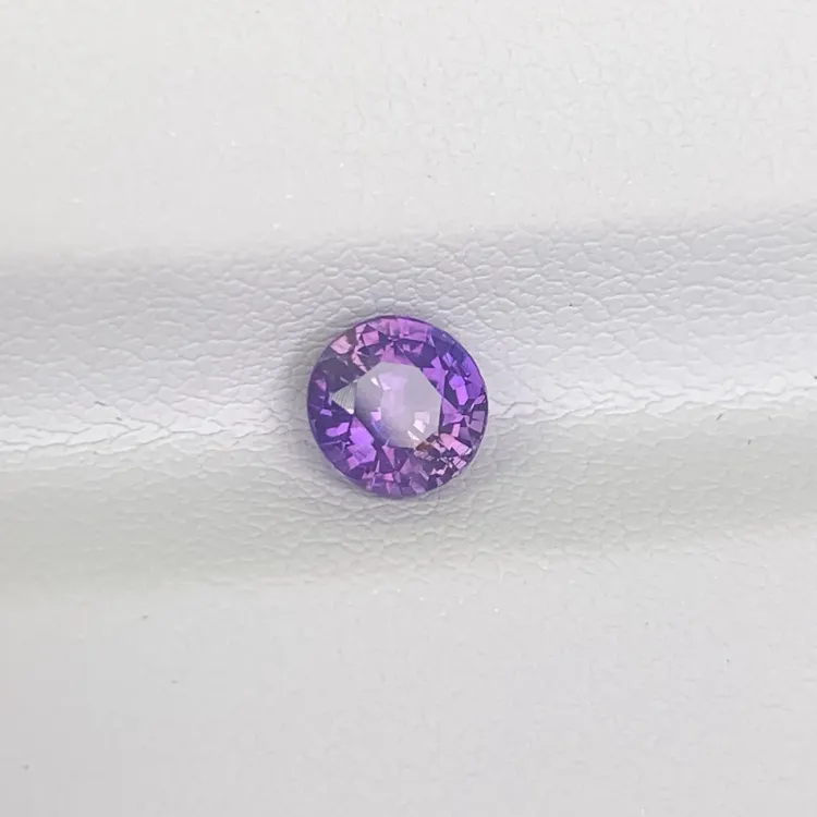 天然无烧紫色蓝宝石重1.34克拉正圆切精切全反火戒指裸石戒指吊坠