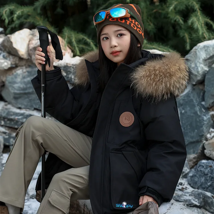 Snoopy/史努比亲子装中长款男女童加厚外套羽绒服防水羽绒厚夹克1