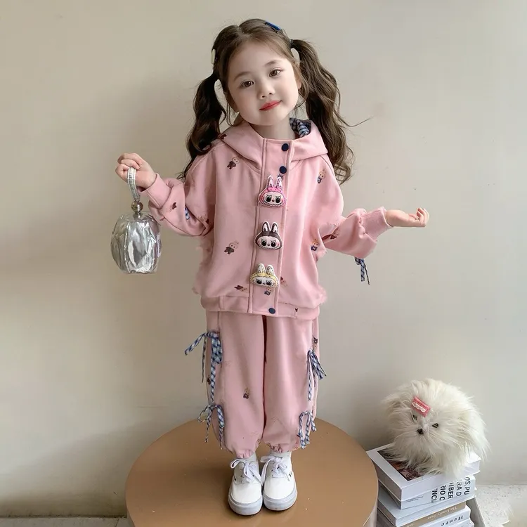 拉布布女童套装春秋季2025新款儿童外套女孩秋装百搭休闲套装