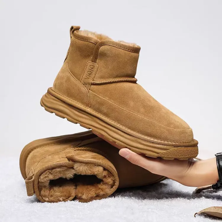 皮毛一体雪地靴男款秋冬季2025新款东北加绒加厚防滑男士保暖棉鞋