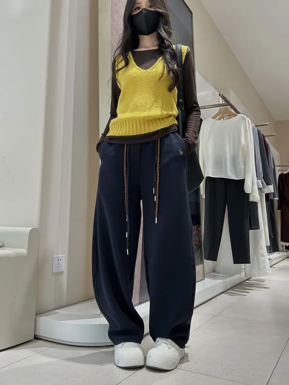 欧洲站休闲卫裤女2025年秋季新款高腰宽松百搭洋气阔腿弯刀长裤女