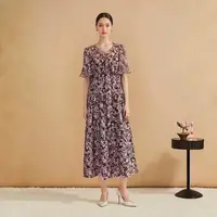 【SY381】2025夏季新款时尚气质优雅碎花连衣裙女修身显瘦V领
