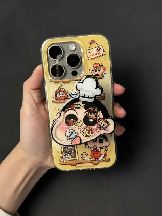 厨师小新摇摇乐支架适用苹果16Promax手机壳iPhone13保护套15大孔