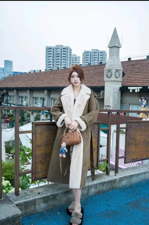 厚款百搭外套女双排扣风衣常规长款秋冬长袖 8857