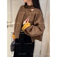 老赵服饰 小香风颗粒绒拼接麂皮绒袖口外套上衣21AU4108