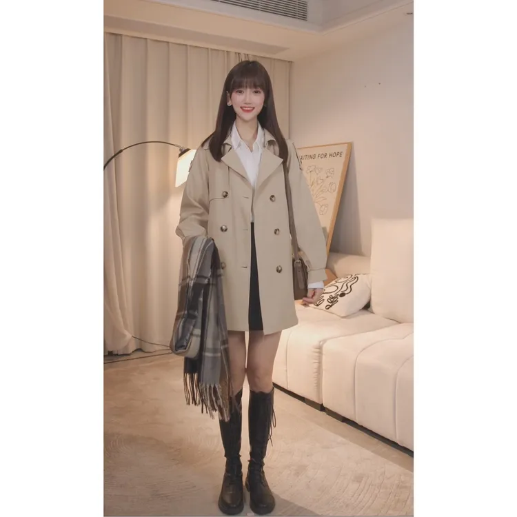 【交个朋友专属】秋冬新款小众设计感英伦风长款风衣外套8577