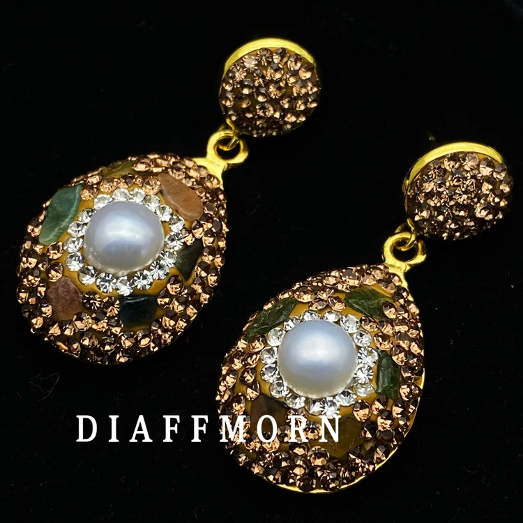 铜合金仿珍珠耳饰 YM《洛洛大方》 重工高级复古经典气质百搭套装