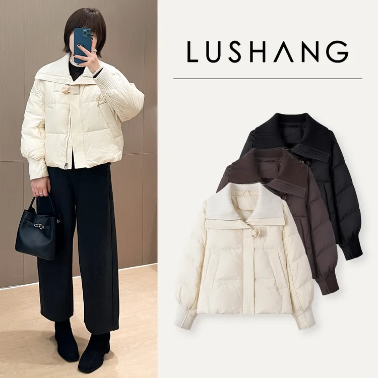 【米兰之旅】高充绒量，针织拼接领口！露赏2025冬季韩版时尚羽绒服