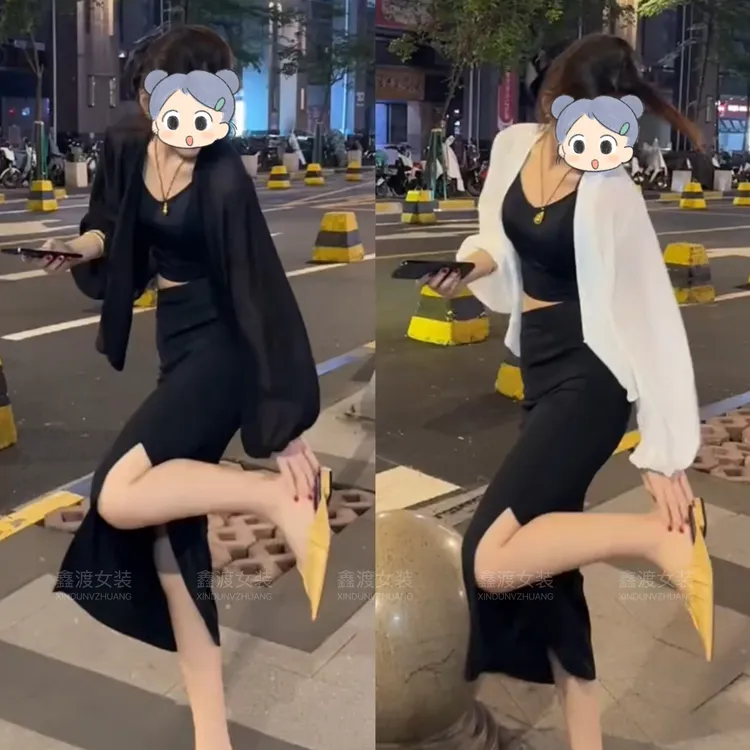 2025夏季新款时尚显瘦气质女士网红洋气两件套百搭款D5465