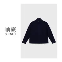 屾祣SHENLÜ100%绵羊毛重磅经典麻花纹半高领拉链毛衣外套开衫