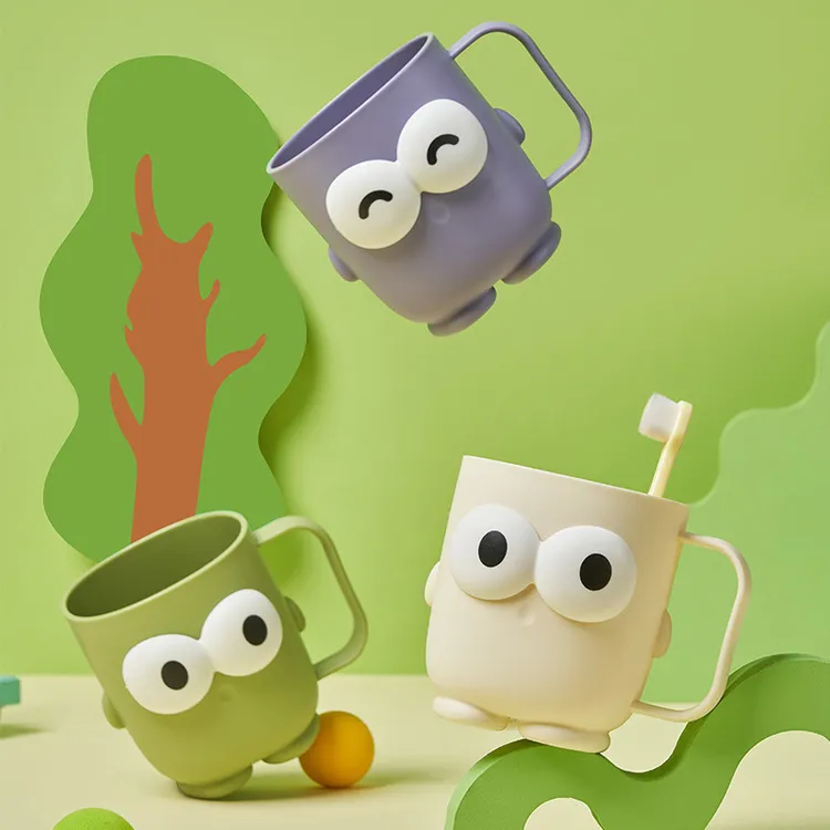【新人0.01限时抢】创意塑料大眼萌漱口杯加厚可爱洗漱杯刷牙杯