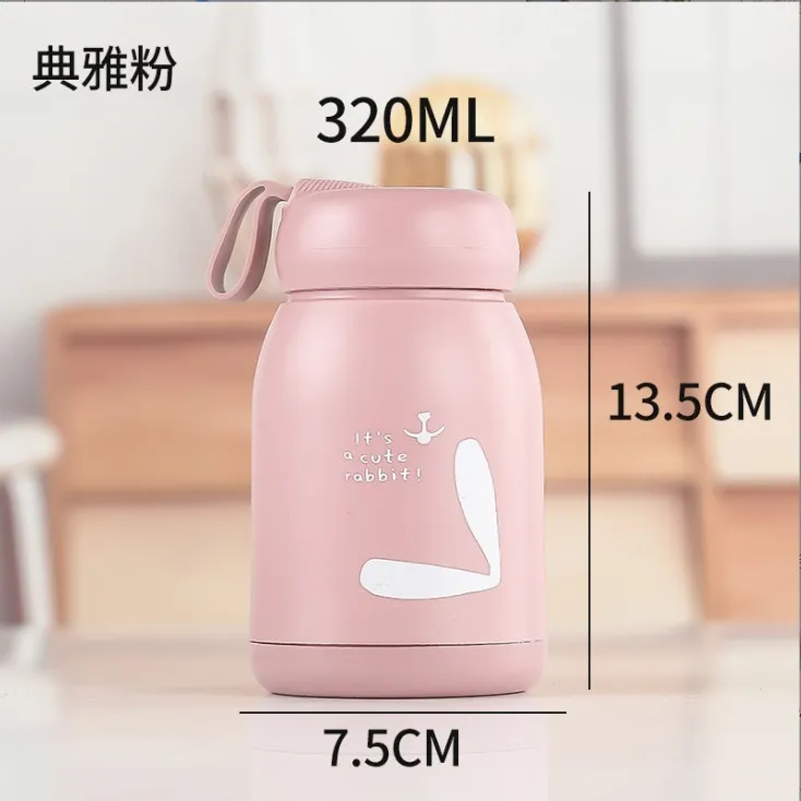 新款可爱迷你萌兔玻璃杯保温杯学生水杯户外便携地雷杯子兔子水杯