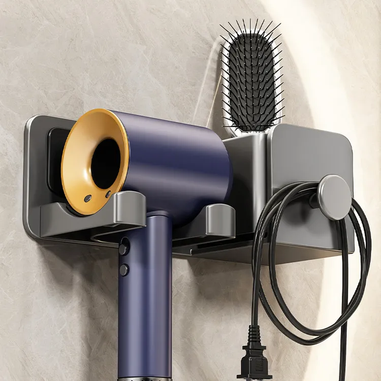 吹风机置物架免打孔卫生间浴室电吹风收纳挂架壁挂风筒支架子