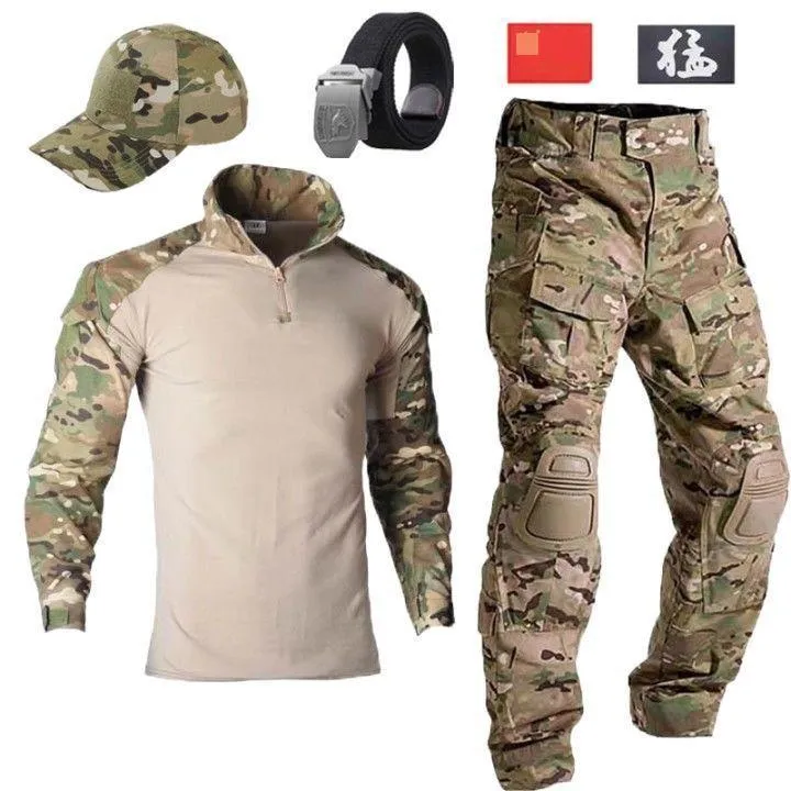 经典户外战术蛙服训练服格子布防刮耐磨男夏季短袖蛙服上衣工装服